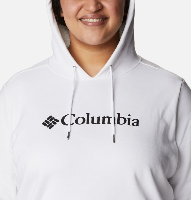 Women's Columbia Logo Hoodie White | Plus Size CA-D3615